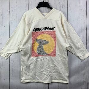 Vintage Greenpeace Whale Tail Large Venus 3/4 Sleeve Shirt New Men Single Stitch